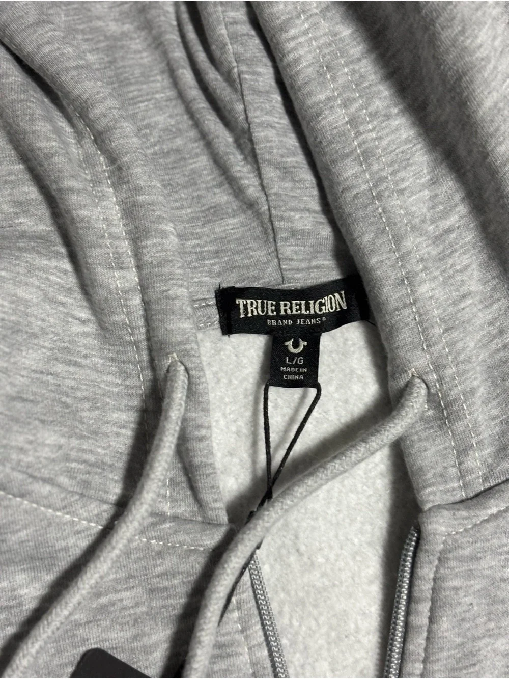 True Religion Light Gray Full-Zip Hooded Jacket